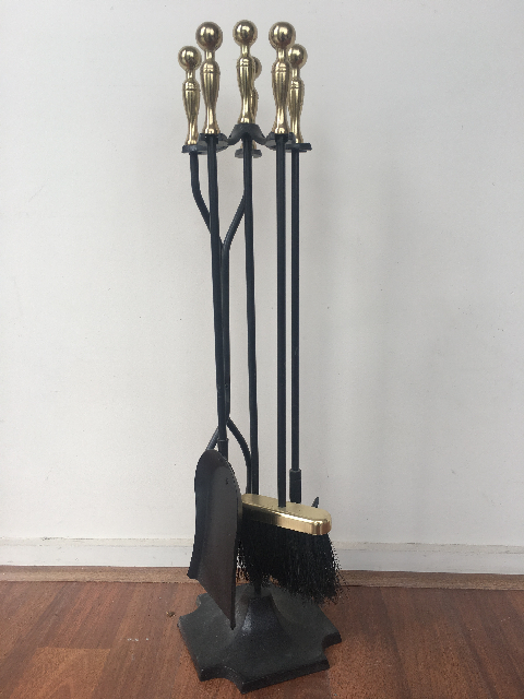 FIRE TOOL SET, Brass & Black